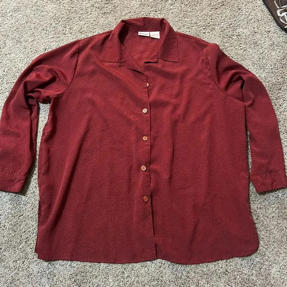 Vintage Liz Baker Womens Office Casual Button Up Lightweight Blouse 2X XXL Plus
